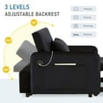 thumbnail image 3 of Lunale 3-in-1 Convertible Sleeper Chair Bed, Indoor Lounge Chair with USB/Type-C Charging Ports, Modern Recliner Sofa for Living Room, Black Velvet, 3 of 8