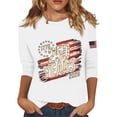 thumbnail image 3 of 250 Years American Flag 1776-2026 250th Birthday 4th of July T-Shirt for Women 3/4 Sleeve Crewneck Shirt for Spring Autumn White L, 3 of 5