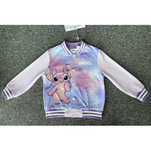 Disney Stitch. Chaquetas tipo bomber para niños, sweatshirts ligeros de estilo varsity con estampado de tie-dye, ideales como regalos en tallas de 6 a 14.
