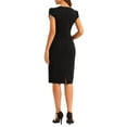 thumbnail image 3 of INSPIRE CHIC Vintage Sheath Dress for Women's V Neck Cap Sleeves Split Pencil Dresses S Black, 3 of 5