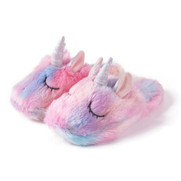 Kids Slippers Unicorn Cute House Slippers Memory Foam Girls Fuzzy ...