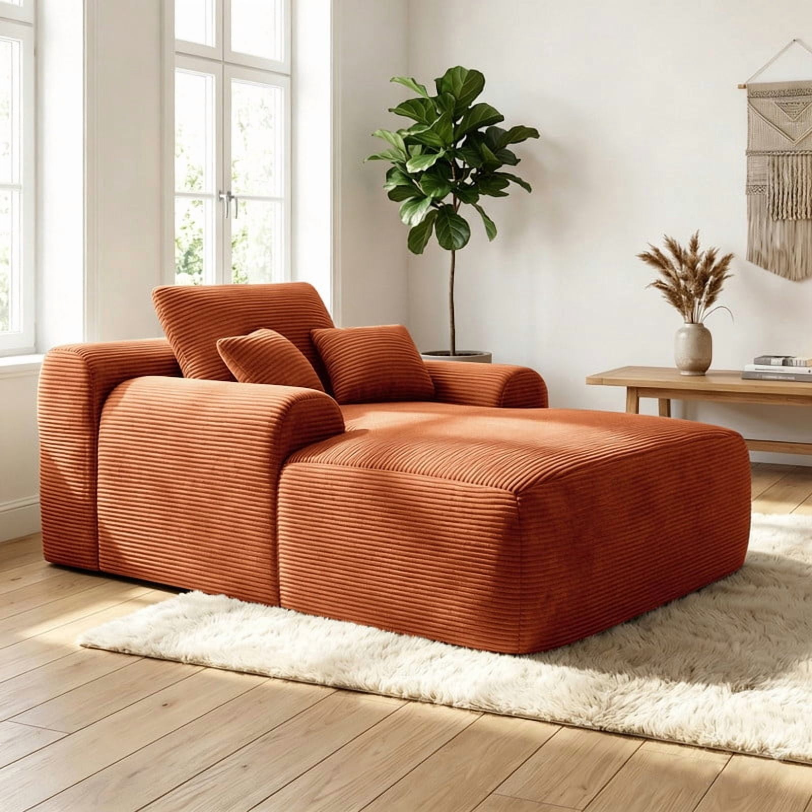 Oversized Boneless Chaise Lounge Chair Indoor, Cloud Plush Reading Chair Deep Seat Sofa Couch Bed with 3 Pillows for Living Room, No Assembly Required
