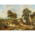 thumbnail image 2 of Nicolaes Molenaer 24x19 Gold Ornate Framed and Double Matted Museum Art Print Titled - Travellers and Peasants in Front of an Inn, 2 of 4
