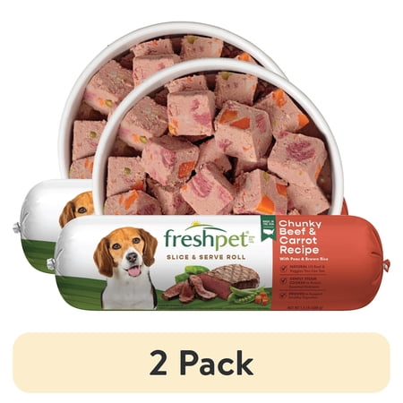 (2 pack) Freshpet Fresh Dog Food, Chunky Beef and Carrot Recipe, Slice & Serve Roll, 1.5 lb.
