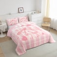 thumbnail image 3 of Manfei Cute Bow Girl Bedding Comforter Set 2pcs,Pink Geometric Stripes Twin Comforter Sets Microfiber,Kawaii Ribbon Bow Knot Breathable Bedding Set,Luxury Bedroom Decor,Reversible, 3 of 8