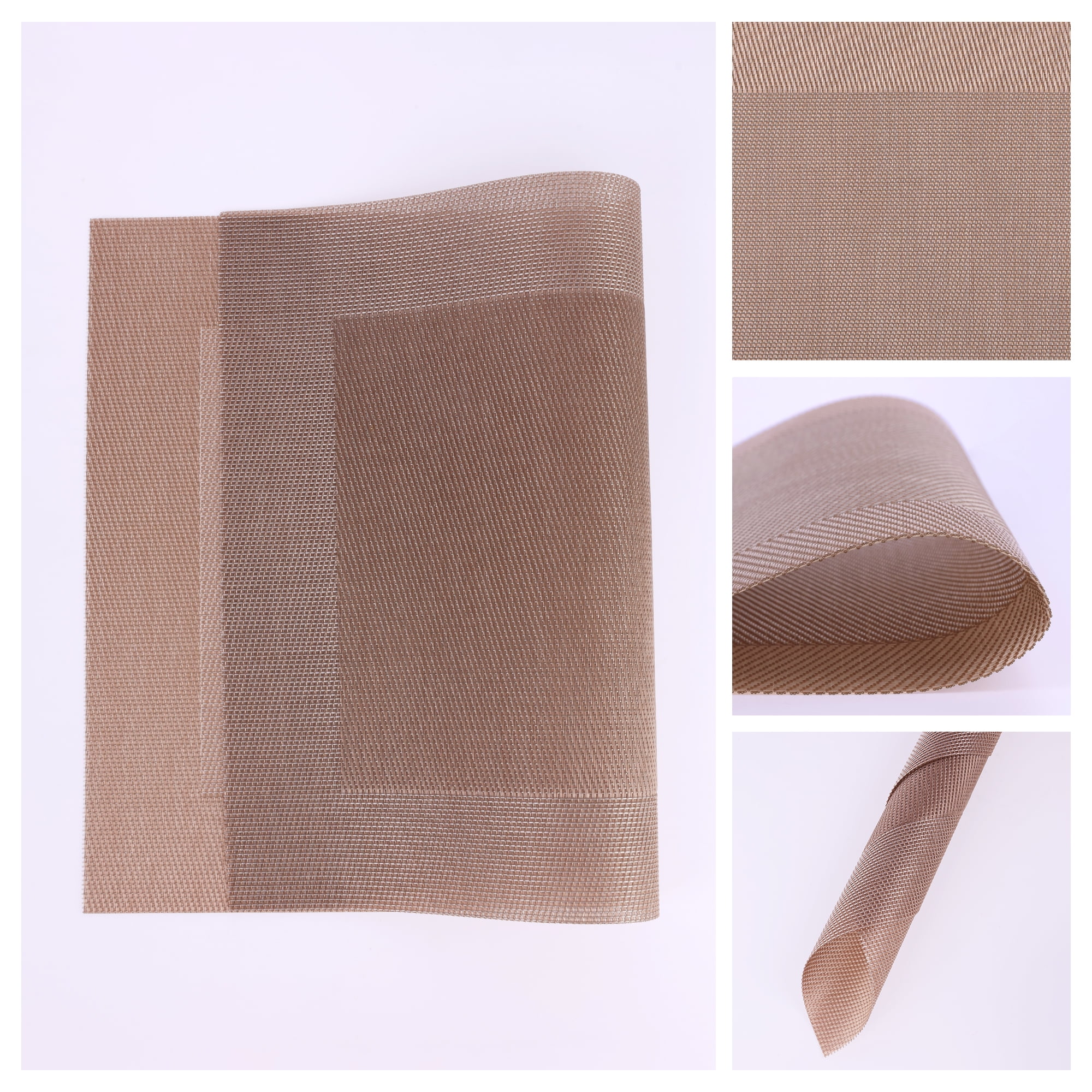 Unique Bargains Set of 8 Table Placemats Washable Wipeable Table Mat Rose Gold 18x12Inch