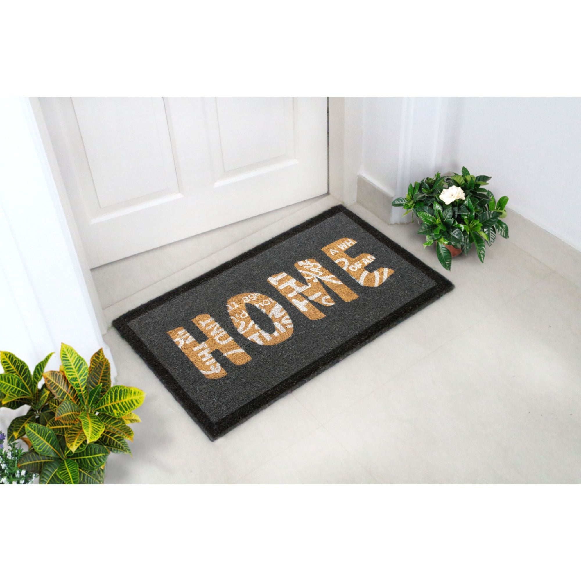 Rugsmith White Machine Tufted Scripty Home Doormat, 18" x 30"