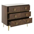 thumbnail image 3 of SAFAVIEH Katia Retro Chic Three Drawer Chest, Walnut/Gold, 3 of 13