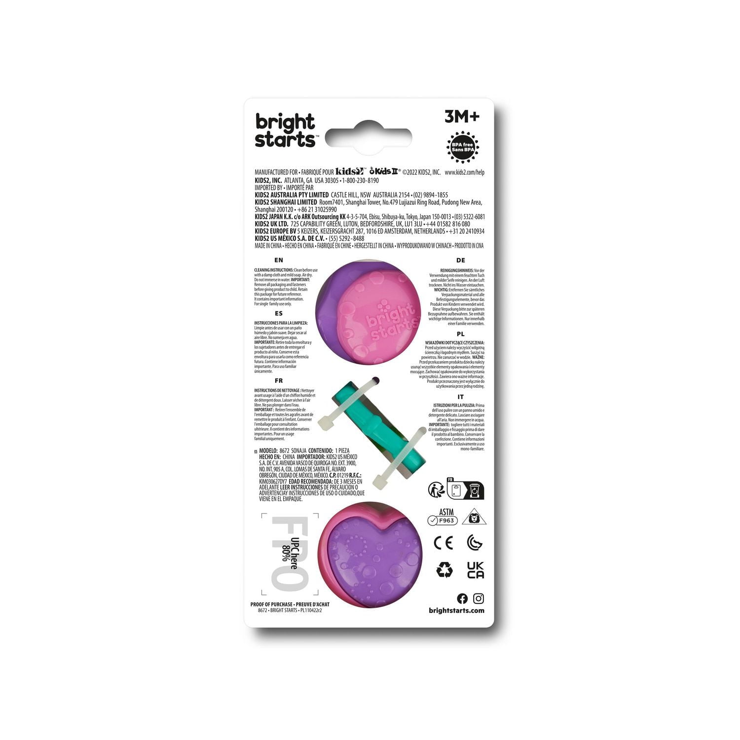 Bright Starts Pretty in Pink Rattle and Shake Barbell Toy, 1 Set