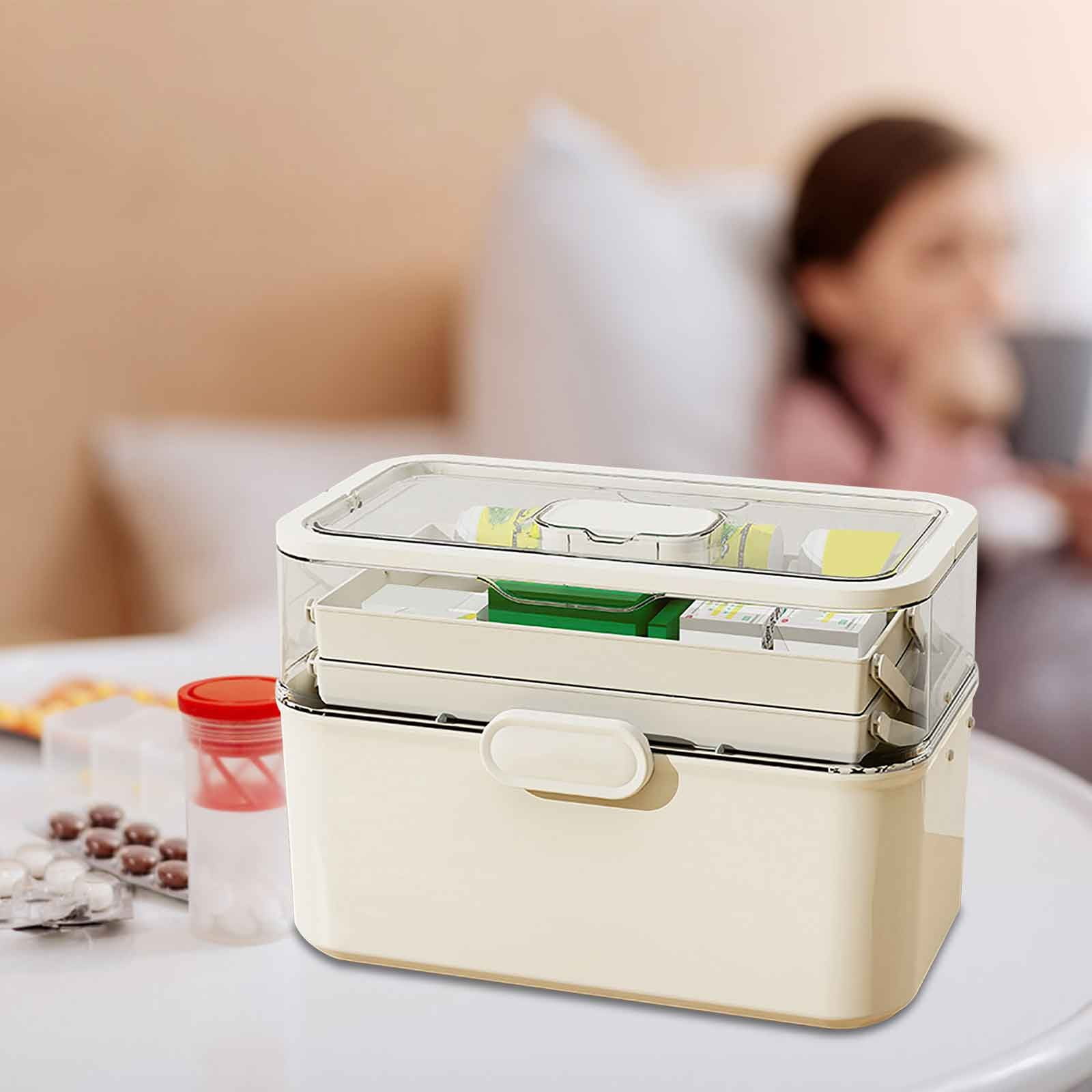 Multi Layer Medicine Storage Box, Transparent Large Capacity Organizer, Household Pill Container for Bathroom Cabinet