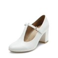 thumbnail image 1 of Zapatos DREAM PAIRS Mary Jane con Tira en T y Tacones Bajos Anchos Blancos, 1 of 6