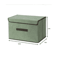 thumbnail image 2 of HXRH Foldable Fabric Linen Storage Box,Green Durable Linen Fabric Box for Shelves,10.6x7.9x6.7In Stackable Closet Container for Towels,Clothes, 2 of 6