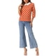 thumbnail image 2 of INSPIRAR CHIC Blusa de Mujer con Cuello Peter Pan en Contraste y Mangas 3/4 Color Naranja, 2 of 5