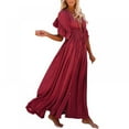 thumbnail image 3 of Women's Solid Color V-neck Lace Dress, 3 of 5
