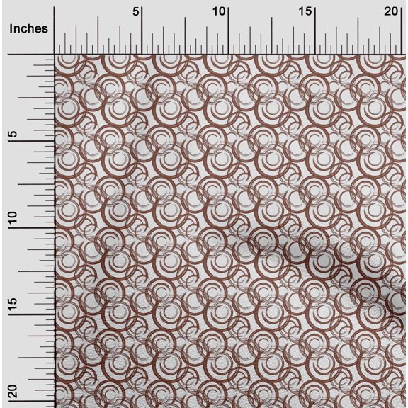 oneOone Cotton Silk Brown Fabric Circles Geometric Dress Material Fabric Print Fabric By The Yard 42 Inch Wide