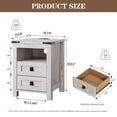 thumbnail image 3 of KeyWhat Farmhouse Nightstand with Charging Station for Bedroom, 2-Drawer Rustic End Tables for Living Room, Antique Brush White, 3 of 7