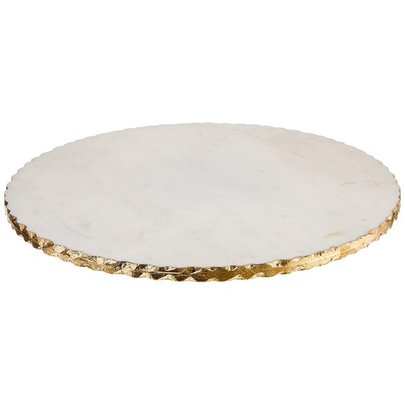 Mud Pie 41140011 Mármol Lazy Susan Blanco 16"" De Diámetro