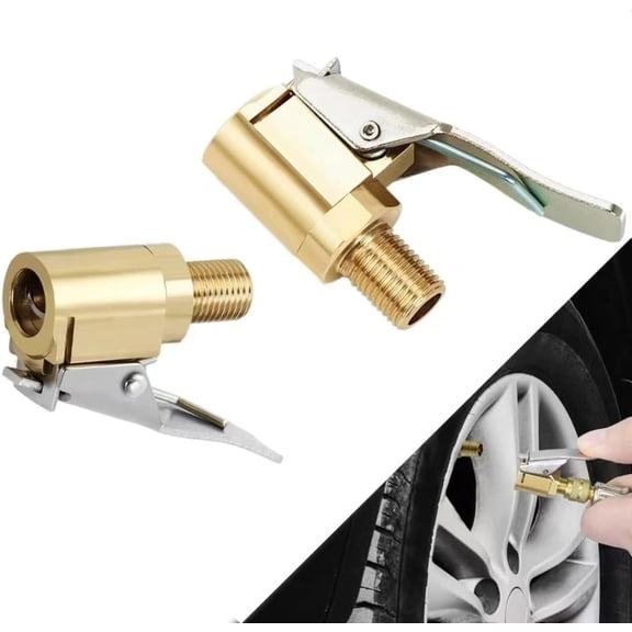 2 count Brass Locking Tire Air Chuck - No Leak Tire Inflator Adapter, Twist to Lock Connection, Compatible with Air Compressor Pumps, Durable Tire Valve Nozzle for Secure Inflation