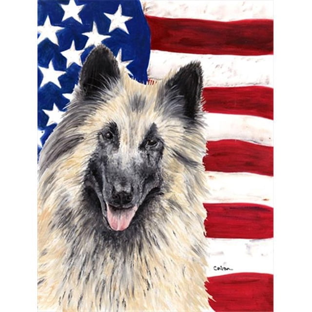 28 x 40 In. Usa American Flag With Belgian Tervuren Flag Canvas, House Size
