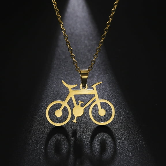 Necklace For Women Man 14K Yellow Gold Classic Bicycle Golden Silver Color Choker Pendant Necklace Engagement Jewelry Gift