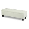 thumbnail image 3 of Multi-functional Seating & Storage Ottoman Bench with Spacious Storage, Durable Rubber Wood Legs, 300 lbs Weight Capacity, Button-Tufted Beige Boucle Top – Perfect for Living Room, Foyer, or Bedroom, 3 of 9