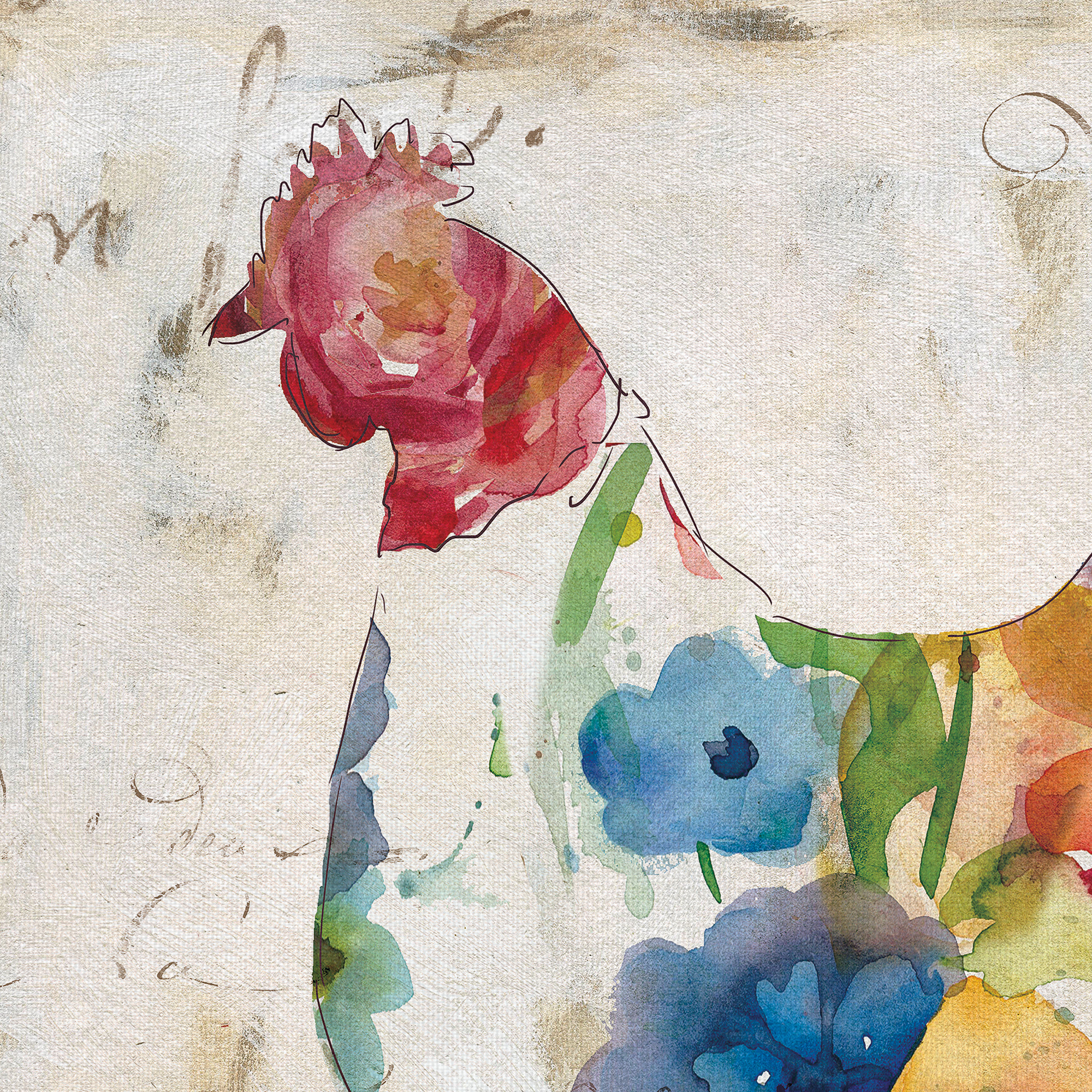 Flowered Hen by Carol Robinson Wrapped Canvas Painting Art Print