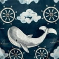 thumbnail image 6 of Orinice Whale Ships Wheels Ocean Round Table Cover Stain Resistant Washable Indoor Outdoor Tablecloth Kitchen Dining Wedding Parties Waterproof Fabric 100% Polyester 38-42, 6 of 8