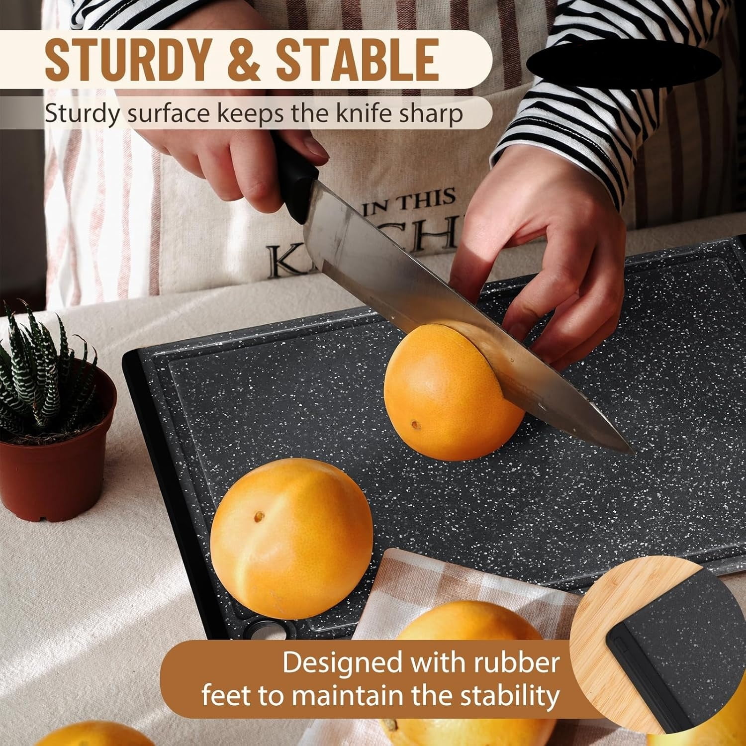 Plastic Cutting Boards for Kitchen, 3-Piece Large Cutting Board Set Dishwasher Safe Chopping Boards with Non-slip Feet and Juice Grooves