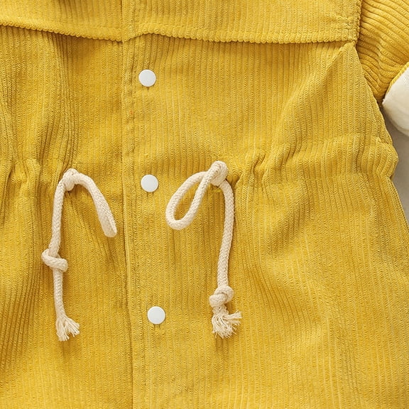 Vedolay Boy's 2023 Jumpsuits Boys Winter Rompers Button Down Long Sleeve Scoop Neck One Piece Jumpsuit Adjustable Waist Pants with Pockets,Yellow 18-24 Months