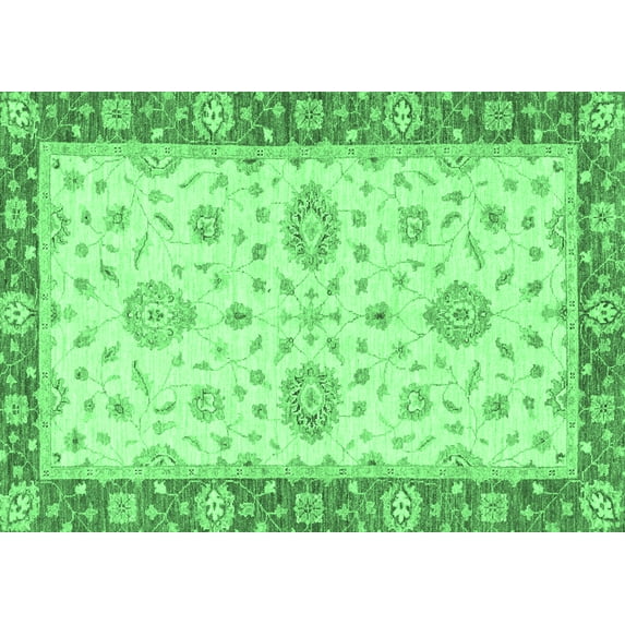 Ahgly Company Indoor Rectangle Oriental Emerald Green Traditional Area Rugs, 6' x 9'