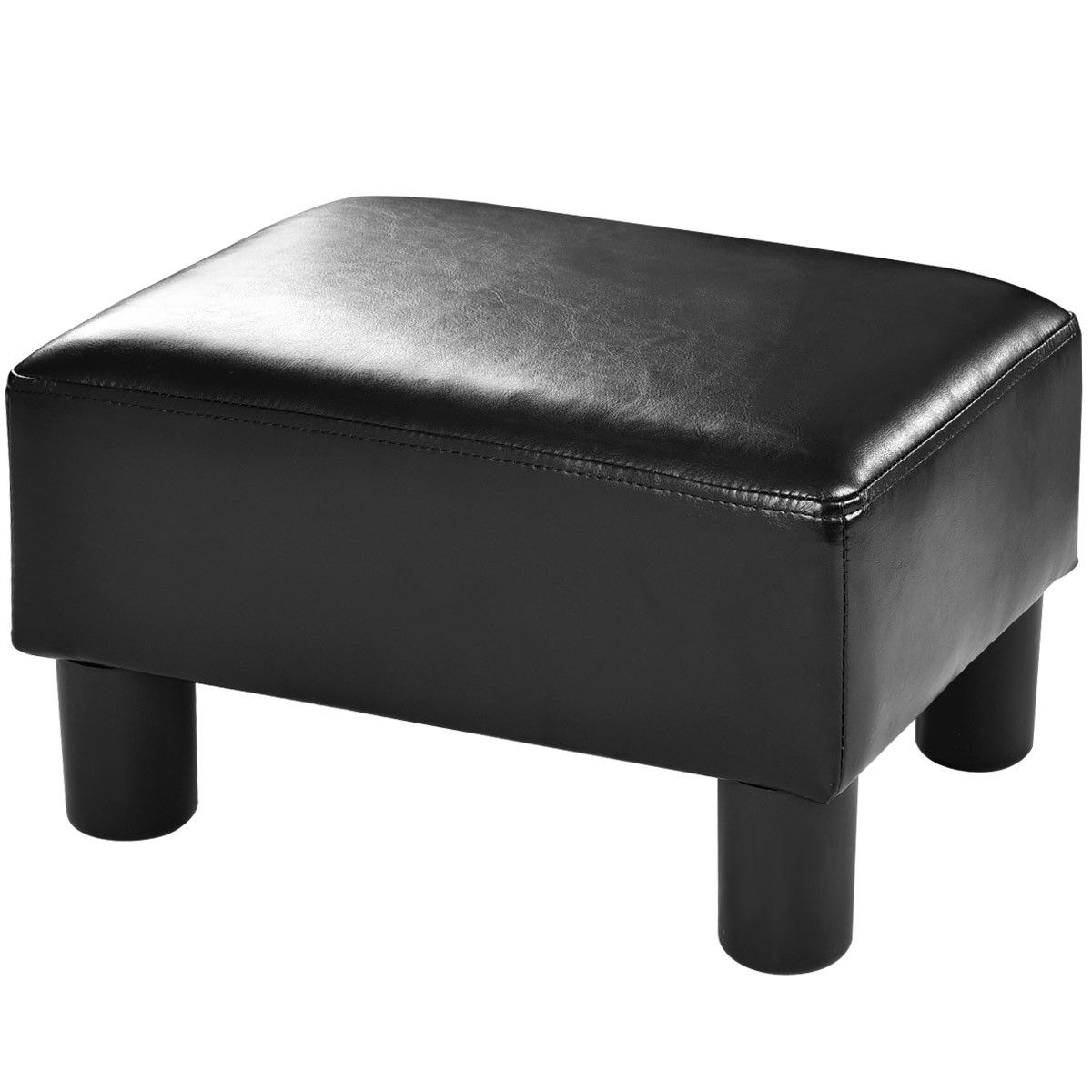 Small Ottoman PU Footstool Rectangular Seat Lunge Chair FootrestBlack