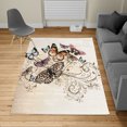 thumbnail image 2 of Butterfly Turkish Area Rug, Monarch Butterflies Vintage Damask Inspired Design, Soft Carpet for Living Room Decor with Distressed Look, 4' X 5.7', Pastel Brown, by Ambesonne, 2 of 4