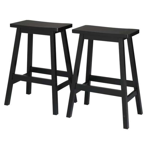 iTopRoad 2 Pcs Saddle Bar Stools Kitchen Wooden Bar Chairs, Counter