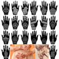 thumbnail image 1 of Kit de plantillas para tatuajes de henna XMASIR, 20 hojas para arte corporal, 1 of 8