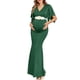 thumbnail image 1 of Vestido largo de maternidad AISWI Maxi con faja de flores verde, talla pequeña, 1 of 4