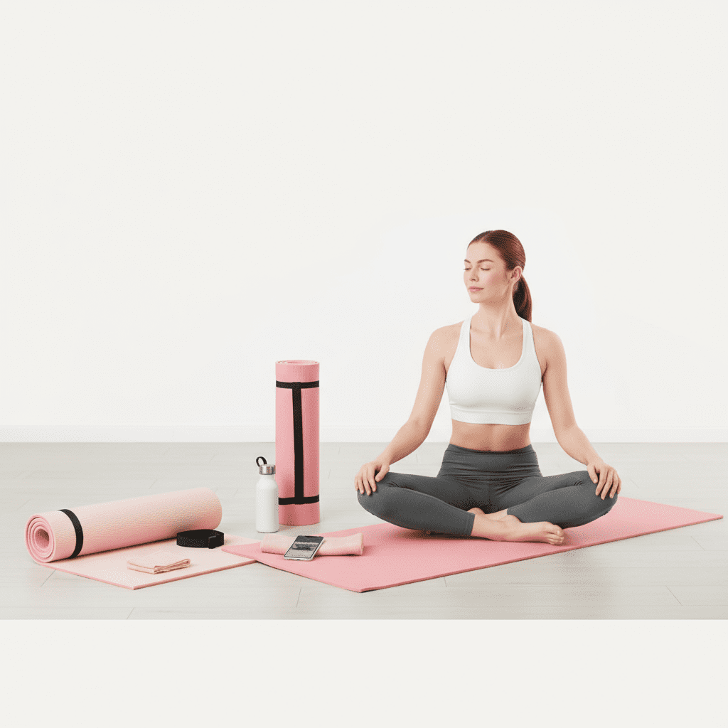 Athletic Works 68x24 inch 10mm TPE Two-Tone Coral and Peach Lily Yoga Mat with Carry Strap