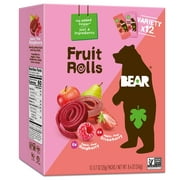 BEAR Fruit Rolls Variety Pack Straw/Rasp 8.4oz, 12 count
