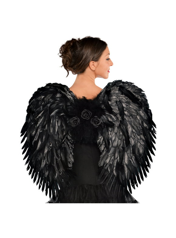 Amscan - Deluxe Feather Dark Angel Wings - One size fits most teens and adults