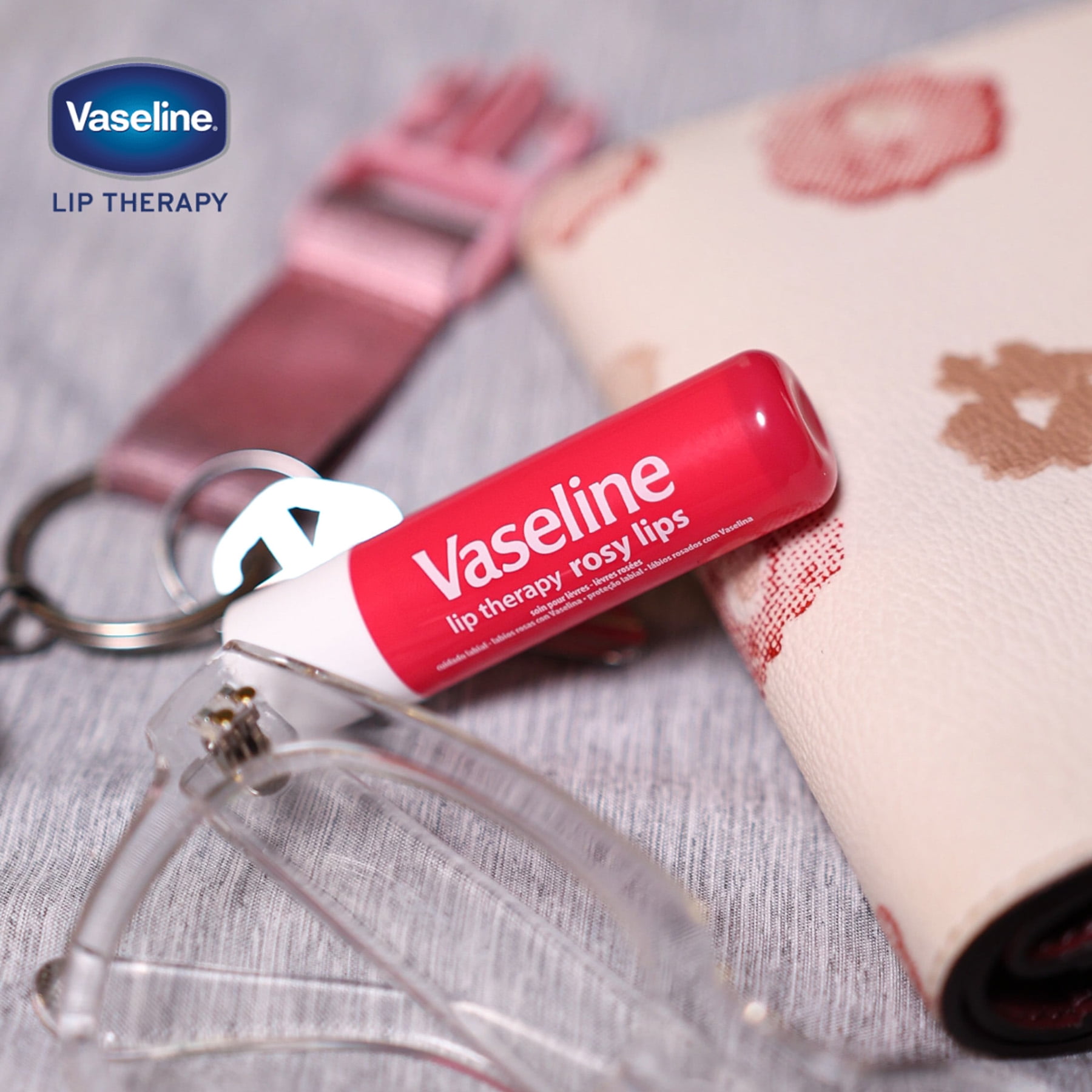 Vaseline Lip Balm Therapy Care Rosy, for Softer and Smother Lips, 0.16 oz 1 Stick