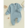 thumbnail image 3 of Bagilaanoe Newborn Baby Boys Fall Jumpsuit Solid Color Long Sleeve Bodysuit 3M 6M 12M 18M Infant Fall One Piece Romper, 3 of 9