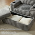 thumbnail image 4 of Aukfa 43" Corduroy Chaise Lounge w/ 2 Cupholders, Storage Bench & Arm, Plush Chair Bed, Gray, 4 of 9
