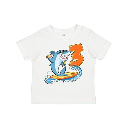 

Inktastic Third Birthday Surfing Shark with Hot Dog and Ice Cream Gift Toddler Boy or Toddler Girl T-Shirt