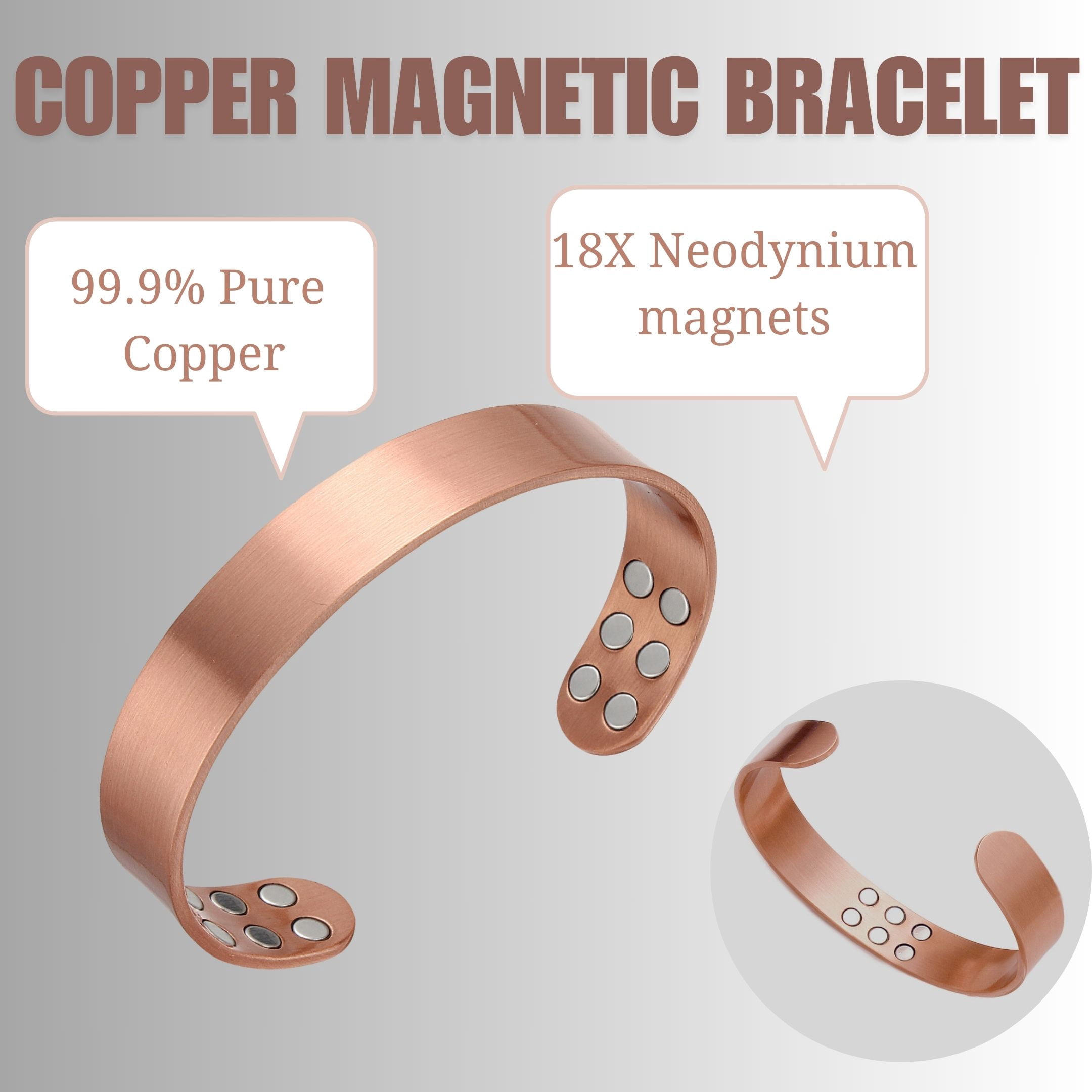Wollet Magnetic Copper Bracelets for Men – Adjustable Copper Magnetic Bracelets, Set of 2