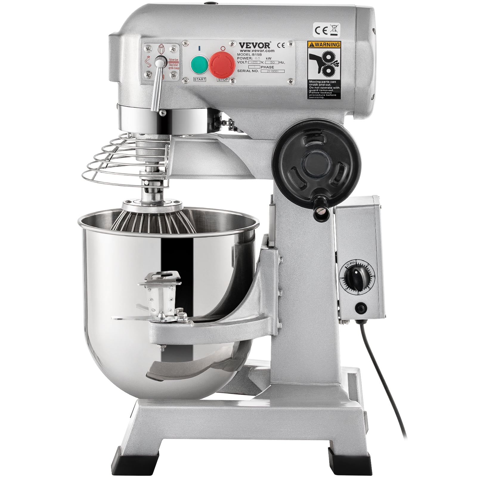 BENTISM Commercial Electric 30 qt Stand Mixer, White with Flat Beater, Dough Hook, Wire Whip