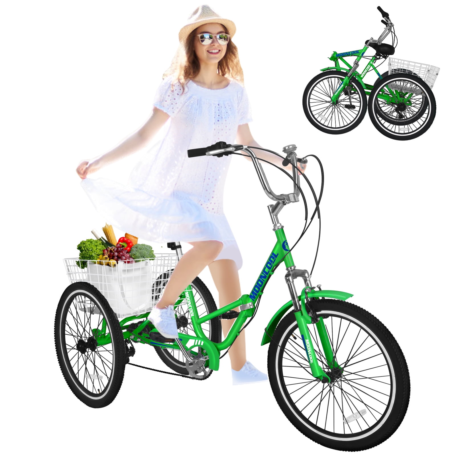 MOONCOOL Adult Folding Tricycle for Adults, 7 Speed 20/24/26 inch 3