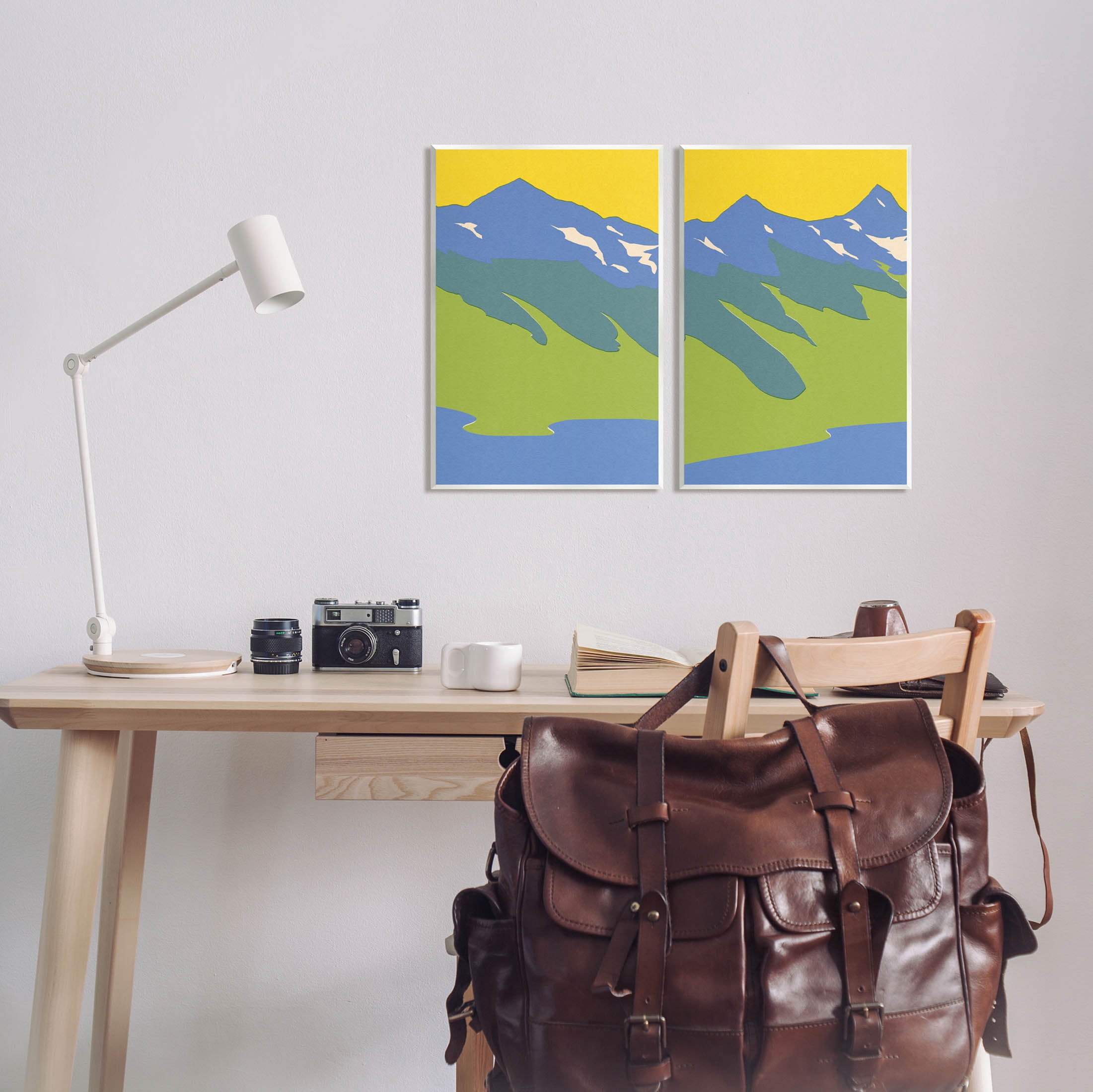 Stupell Industries Contemporary Blocked Mountains Graphic Art Unframed Art Print Wall Art, Set of 2, Design by Jacob Green