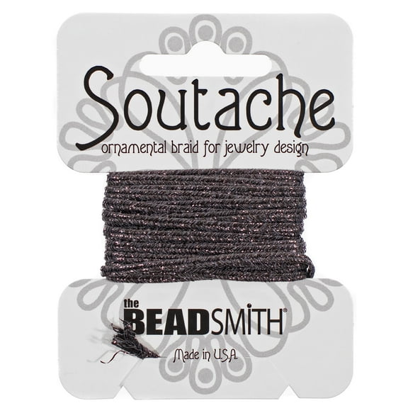 Craft County 3mm Textured Metallic Polyester Soutache Cord - 3-Yard Winder - Wide Range of Color Options - Stylish & Ideal for Jewelry Making, Ornamental Braiding, Beading and More