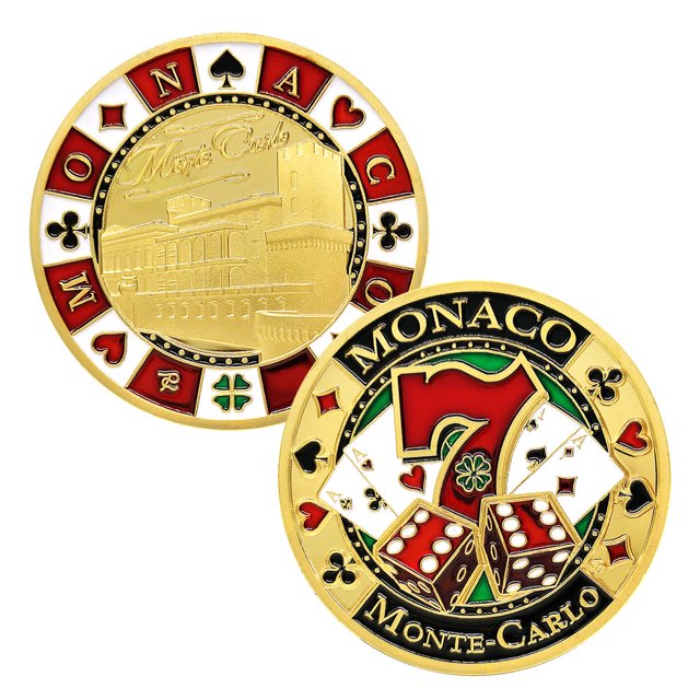 Casino Monaco, ficha de buena suerte, moneda de desafío, ficha de póquer de Metal comprometida, moneda de la suerte, regalo de colección de recuerdo chapado en oro