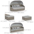 thumbnail image 3 of Outsunny 4 Pieces Rattan Daybed Patio Set with Canopy, Light Grey, 3 of 10
