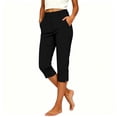 thumbnail image 3 of Fashion Yoga Pants for Women Stretch Pants Mid Straight Leg Cropped Trousers With Pockets Split Hem Casual Work Dress Pants M, 3 of 9
